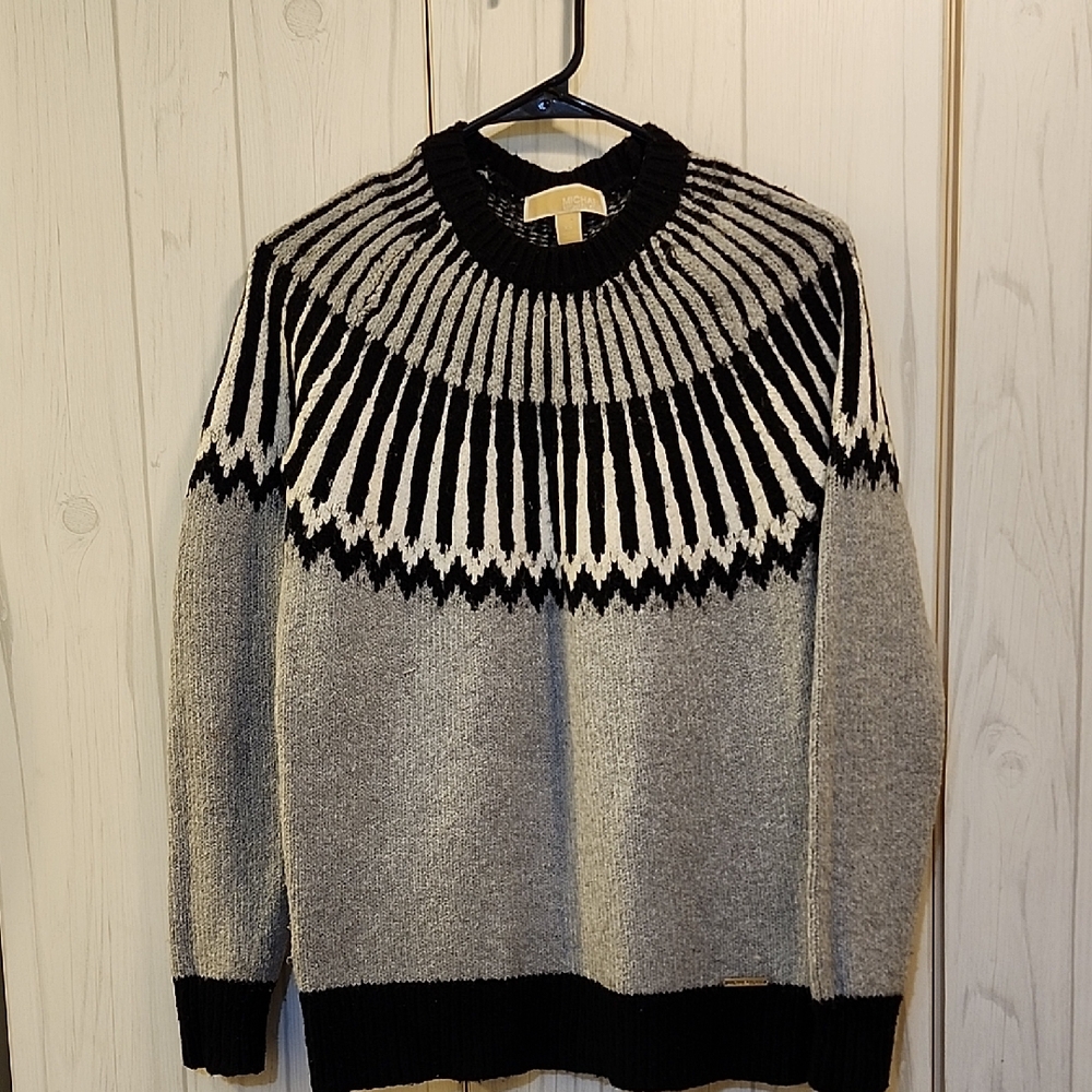 Michael Kors Black and Gray Crewneck Sweater